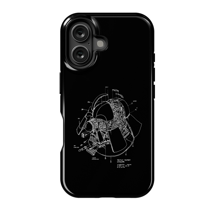 iPhone 16 StrongFit Darth Vader Helmet Blueprint by Vó Maria