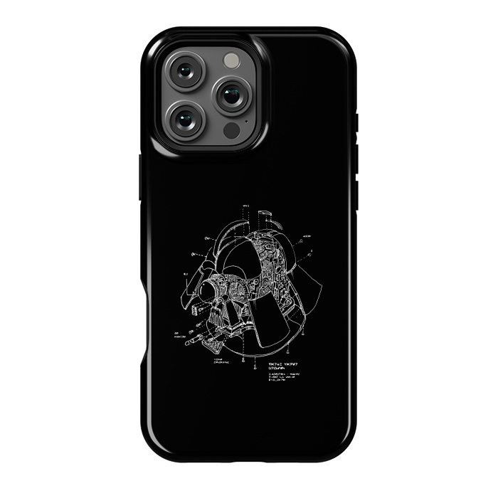 iPhone 16 Pro Max StrongFit Darth Vader Helmet Blueprint by Vó Maria