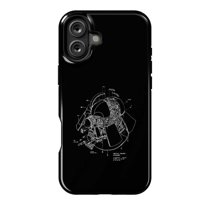 iPhone 16 Plus StrongFit Darth Vader Helmet Blueprint by Vó Maria