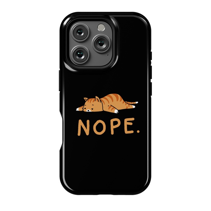 iPhone 16 Pro StrongFit Nope Lazy Cat Caramel  by Vó Maria