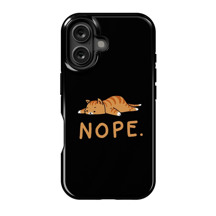 iPhone 16 StrongFit Nope Lazy Cat Caramel  by Vó Maria