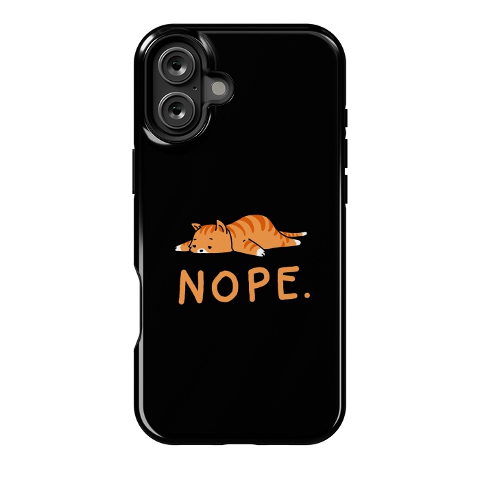 iPhone 16 Plus StrongFit Nope Lazy Cat Caramel  by Vó Maria