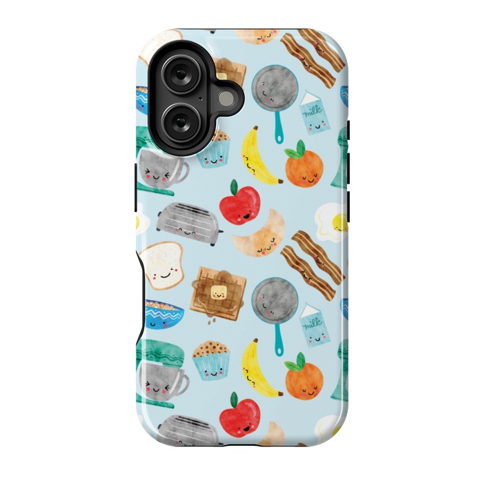 iPhone 16 StrongFit Happy and Cute Breakfast Foods by Noonday Design