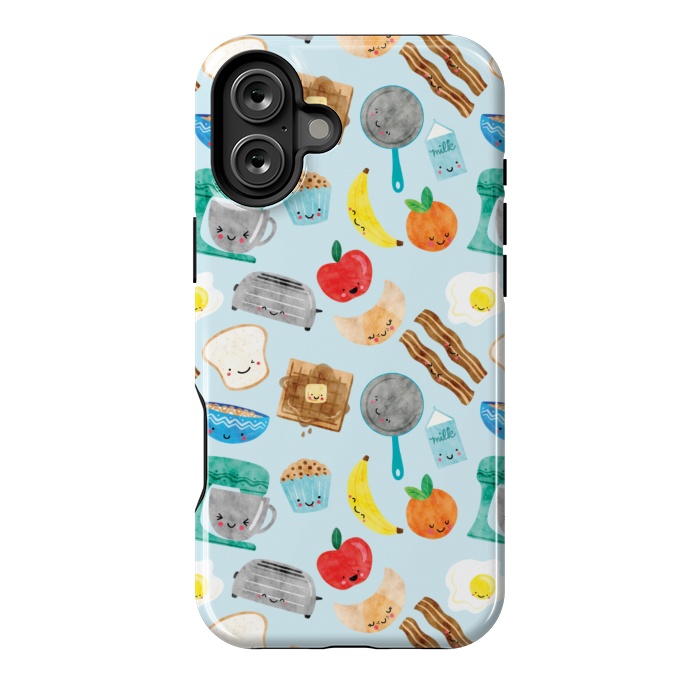 iPhone 16 Plus StrongFit Happy and Cute Breakfast Foods by Noonday Design