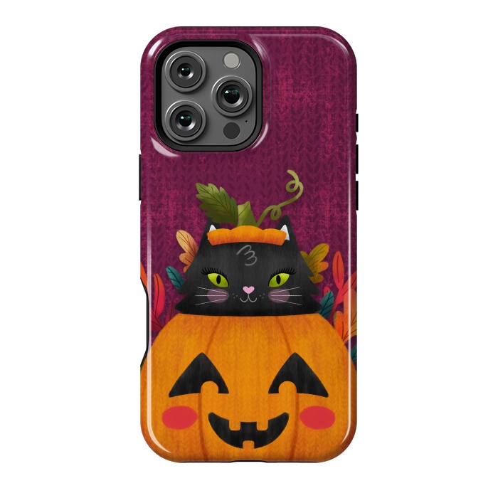 iPhone 16 Pro Max StrongFit Pumpkin Kitty Peekaboo by Noonday Design