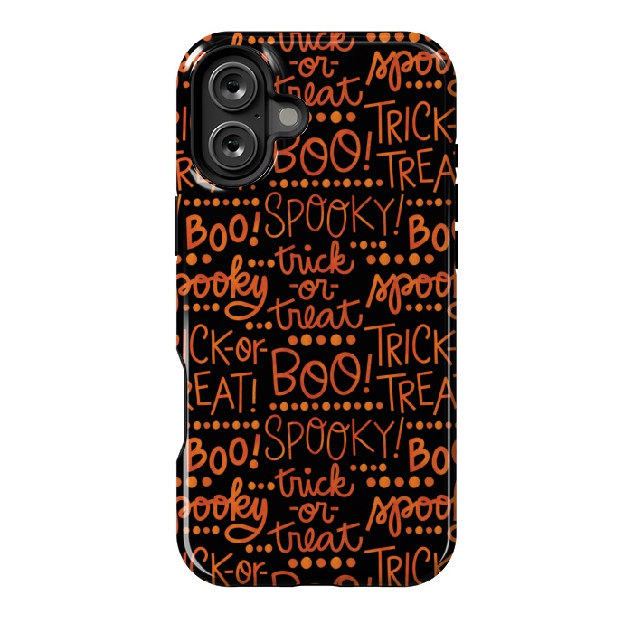 iPhone 16 Plus StrongFit Spooky Halloween Lettering by Noonday Design