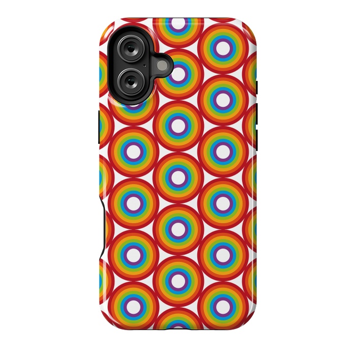 iPhone 16 Plus StrongFit Rainbow Circle Pattern by Majoih