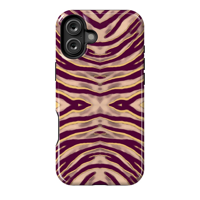 iPhone 16 Plus StrongFit Tan brown tiger stripes print by Oana 