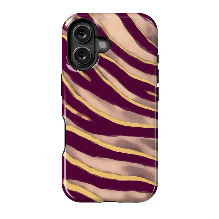 iPhone 16 StrongFit Minimal tiger print stripes brown neutral by Oana 