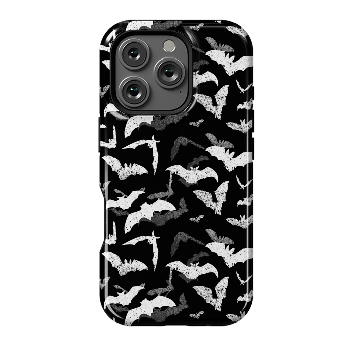 iPhone 16 Pro StrongFit Splattered flying bats Halloween pattern by Oana 