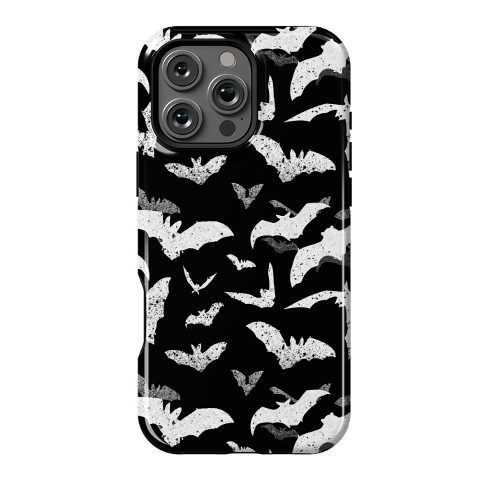 iPhone 16 Pro Max StrongFit Splattered flying bats Halloween pattern by Oana 