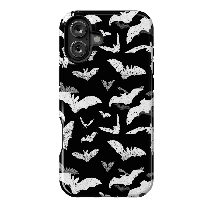 iPhone 16 Plus StrongFit Splattered flying bats Halloween pattern by Oana 