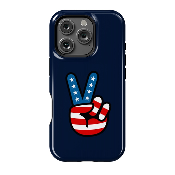 iPhone 16 Pro StrongFit Peace Love Hand USA Flag Vintage Solid 3 by Vó Maria