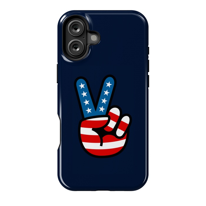 iPhone 16 Plus StrongFit Peace Love Hand USA Flag Vintage Solid 3 by Vó Maria