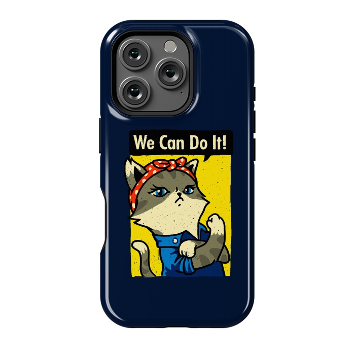 iPhone 16 Pro StrongFit Purrsist Cat We Can Do It by Vó Maria