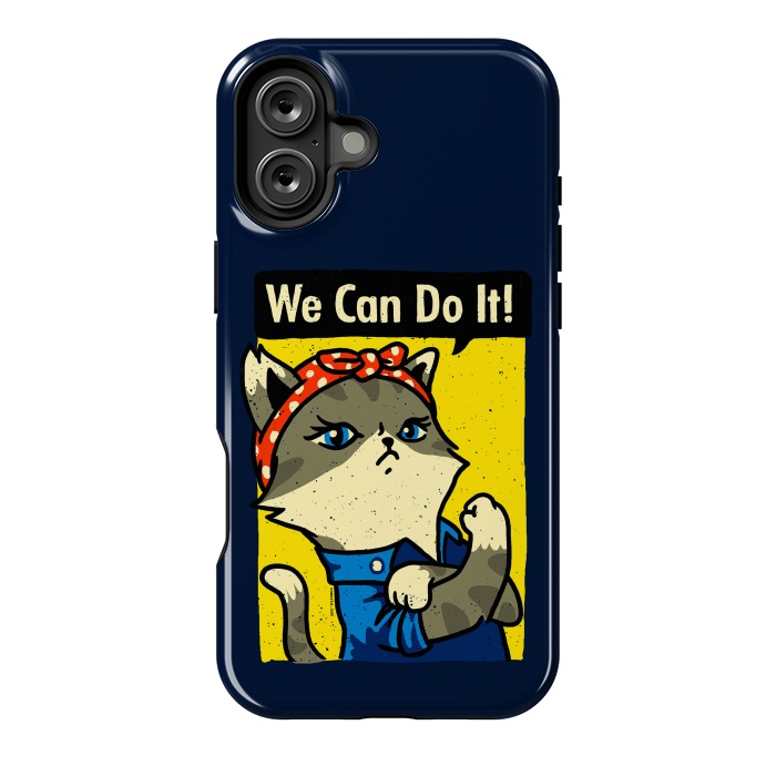 iPhone 16 Plus StrongFit Purrsist Cat We Can Do It by Vó Maria