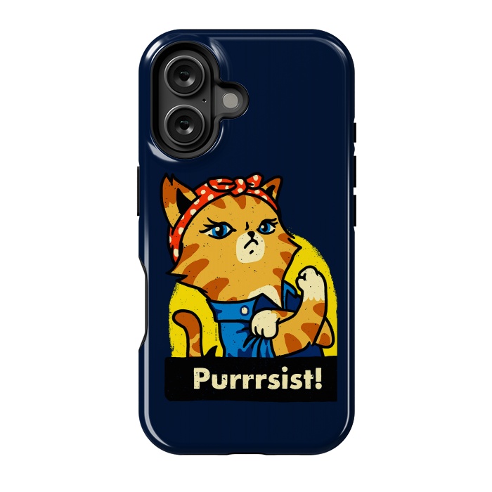 iPhone 16 StrongFit Purrsist! We Can Do It Cat Lovers by Vó Maria