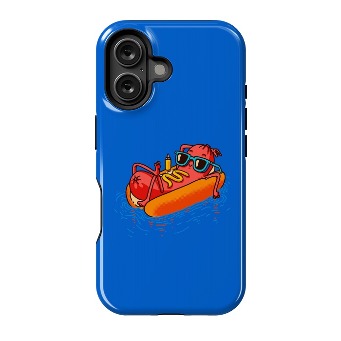 iPhone 16 StrongFit Hot Dog Summer Vacation Swimming Pool by Vó Maria