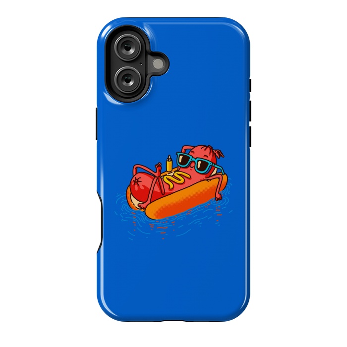 iPhone 16 Plus StrongFit Hot Dog Summer Vacation Swimming Pool by Vó Maria