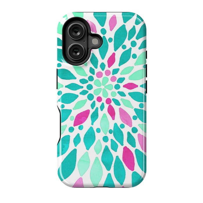 iPhone 16 StrongFit Radiant Dahlia - Pink & Teal by Tangerine-Tane