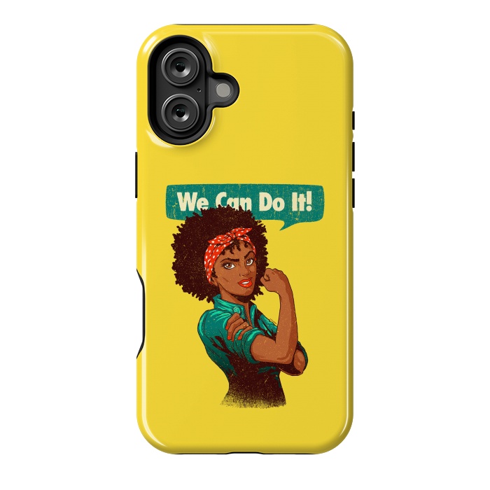 iPhone 16 Plus StrongFit We Can Do It! Black Girl Black Queen Shirt V2 by Vó Maria