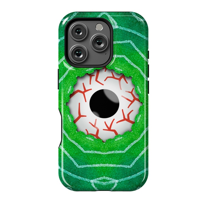 iPhone 16 Pro StrongFit Creepy Eye Staring Through A Green Hole by Boriana Giormova