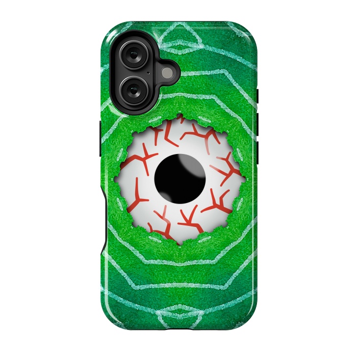 iPhone 16 StrongFit Creepy Eye Staring Through A Green Hole by Boriana Giormova