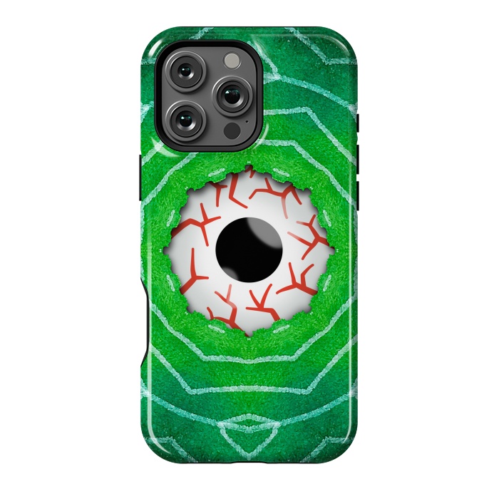 iPhone 16 Pro Max StrongFit Creepy Eye Staring Through A Green Hole by Boriana Giormova