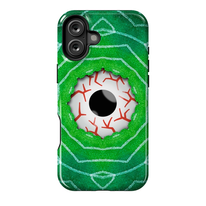 iPhone 16 Plus StrongFit Creepy Eye Staring Through A Green Hole by Boriana Giormova