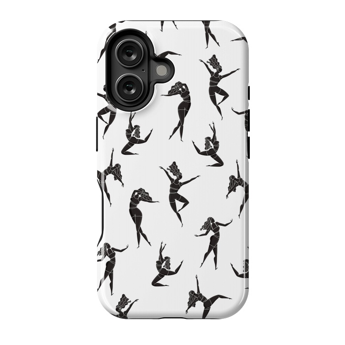 iPhone 16 StrongFit Dance Girl Pattern Black and White by Jelena Obradovic