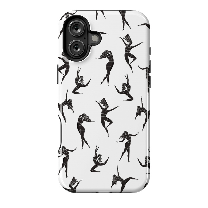 iPhone 16 Plus StrongFit Dance Girl Pattern Black and White by Jelena Obradovic