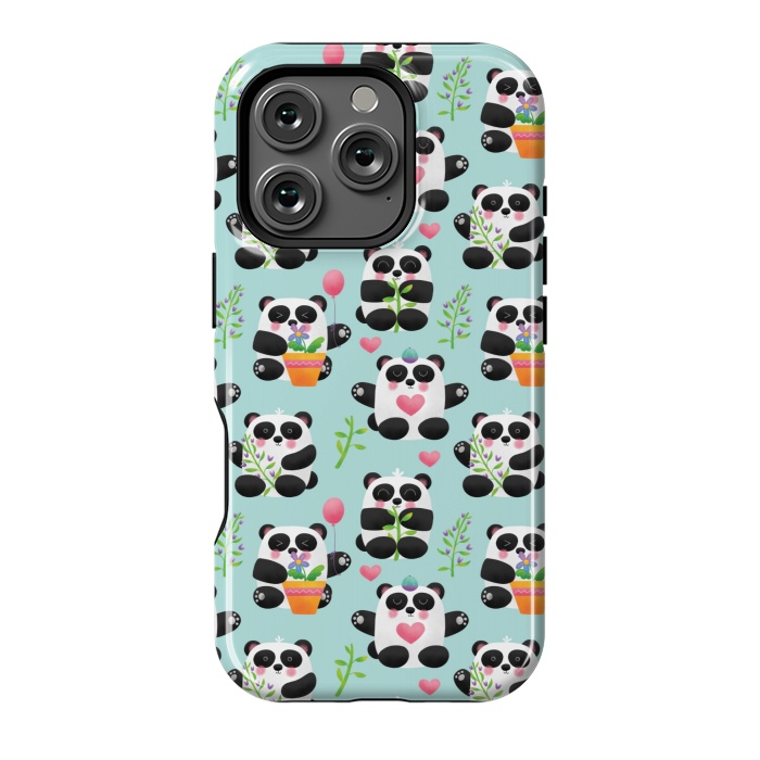 iPhone 16 Pro StrongFit Chubby Playful Pandas by Noonday Design