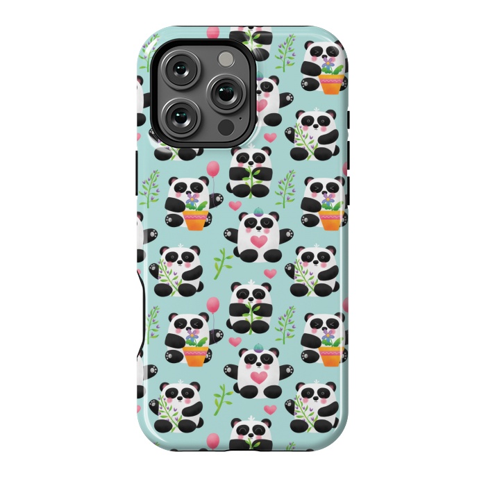 iPhone 16 Pro Max StrongFit Chubby Playful Pandas by Noonday Design