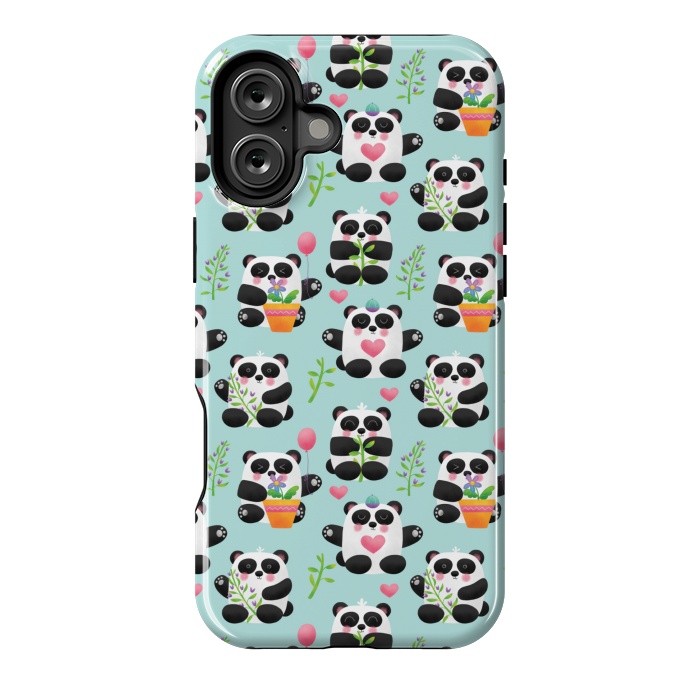 iPhone 16 Plus StrongFit Chubby Playful Pandas by Noonday Design