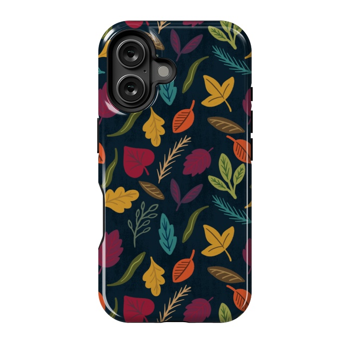 iPhone 16 StrongFit Bold and Colorful Fall Leaves by Noonday Design