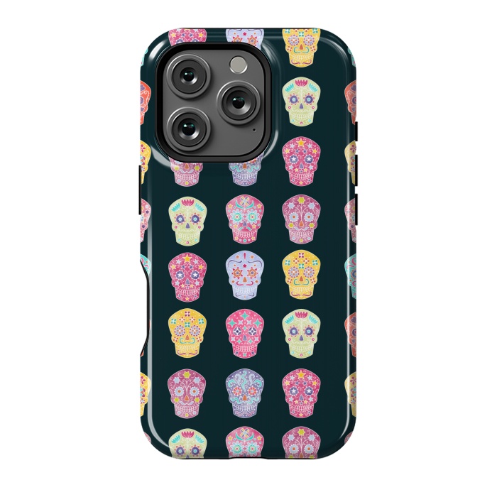 iPhone 16 Pro StrongFit Day of the Dead Mexican Sugar Skulls by Nic Squirrell