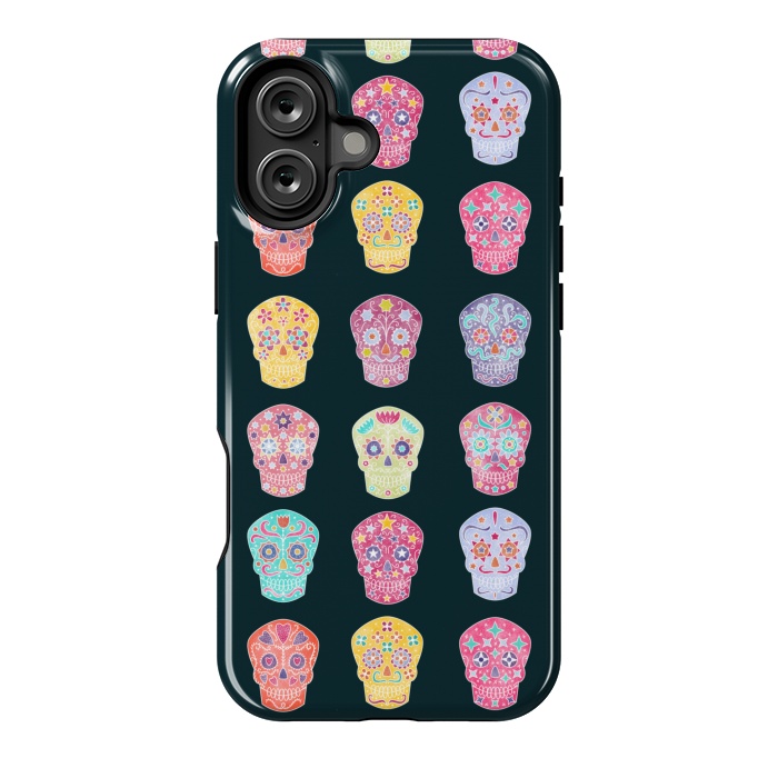 iPhone 16 Plus StrongFit Day of the Dead Mexican Sugar Skulls by Nic Squirrell