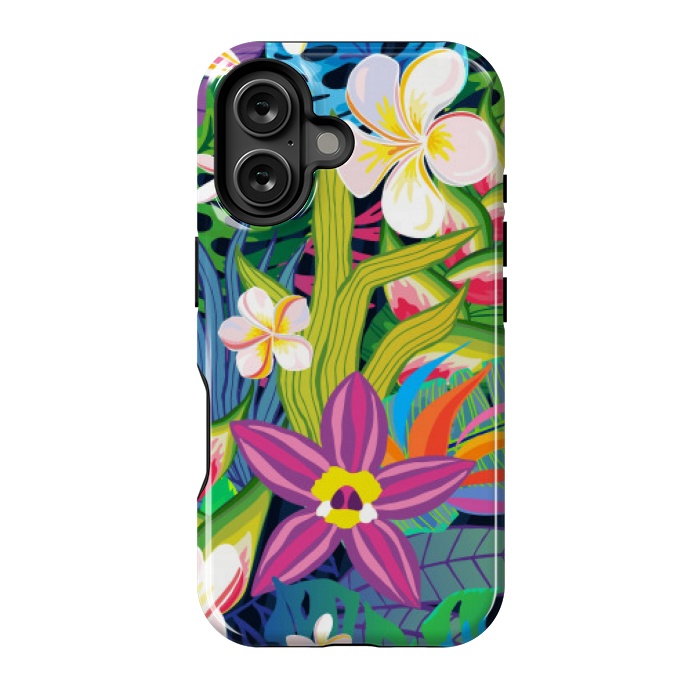 iPhone 16 StrongFit tropical floral pattern 4  by MALLIKA