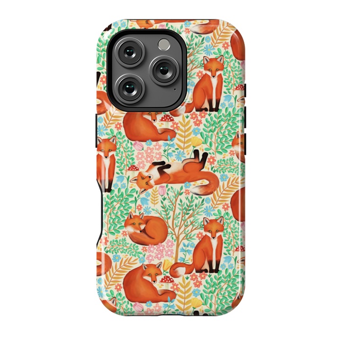 iPhone 16 Pro StrongFit Little Foxes in a Fantasy Forest on Cream by Tangerine-Tane