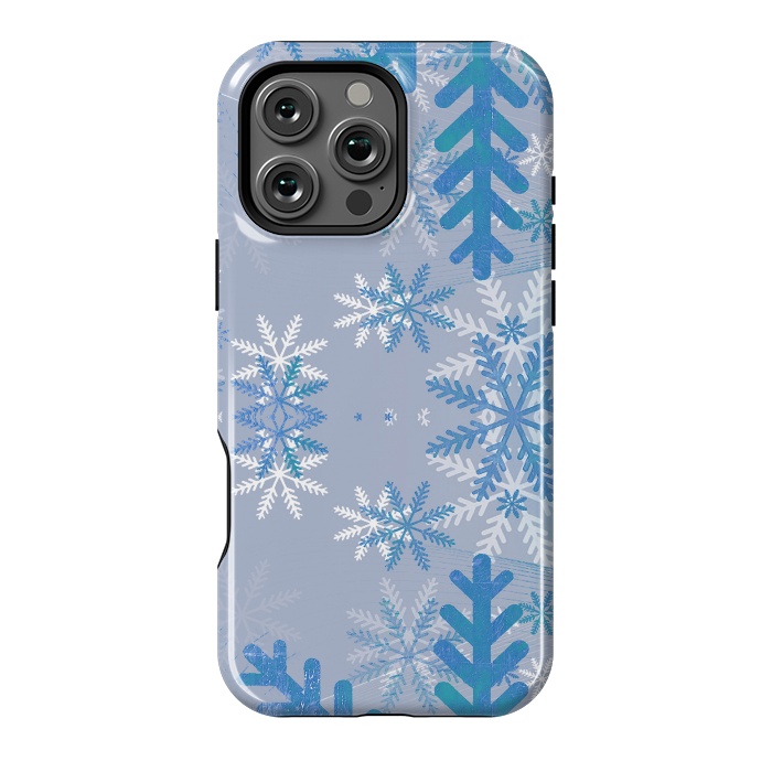 iPhone 16 Pro Max StrongFit Baby blue snowflakes Christmas pattern by Oana 