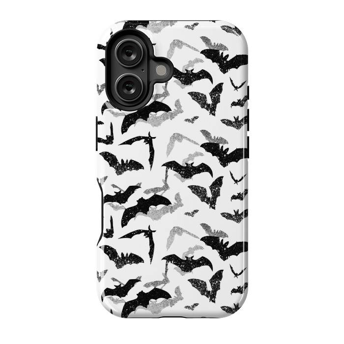 iPhone 16 StrongFit Grunge flying bats Halloween pattern by Oana 