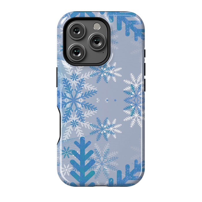 iPhone 16 Pro StrongFit Pastel blue snowflakes winter pattern by Oana 