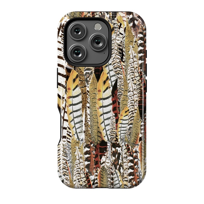 iPhone 16 Pro StrongFit Brown feathers vintage pattern by Oana 