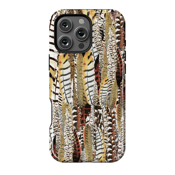 iPhone 16 Pro Max StrongFit Brown feathers vintage pattern by Oana 