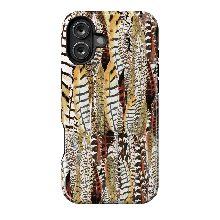 iPhone 16 Plus StrongFit Brown feathers vintage pattern by Oana 