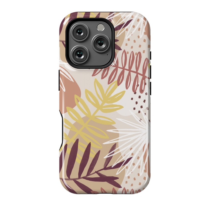 iPhone 16 Pro StrongFit Modern tropical leaves and spots - terracotta by Oana 