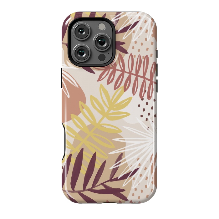 iPhone 16 Pro Max StrongFit Modern tropical leaves and spots - terracotta by Oana 