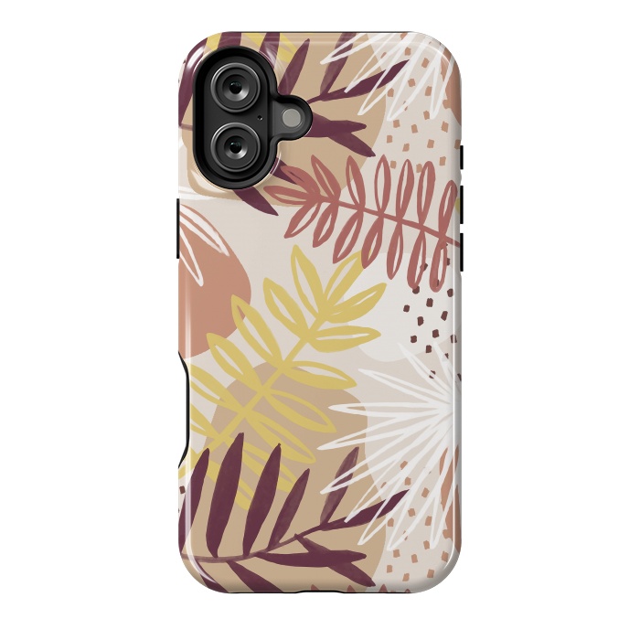 iPhone 16 Plus StrongFit Modern tropical leaves and spots - terracotta by Oana 