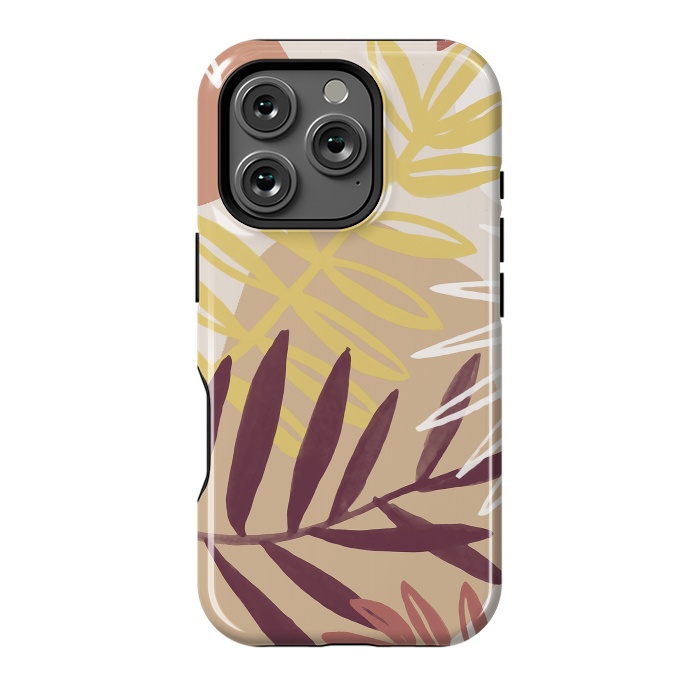 iPhone 16 Pro StrongFit Minimal brown tropical leaves by Oana 