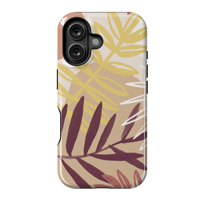 iPhone 16 StrongFit Minimal brown tropical leaves by Oana 